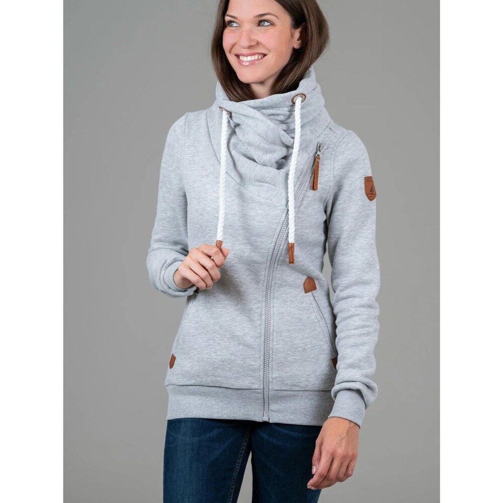 Wanakome Hestia Light Grey Zip Cowl Neck Sweatshirt Size XS